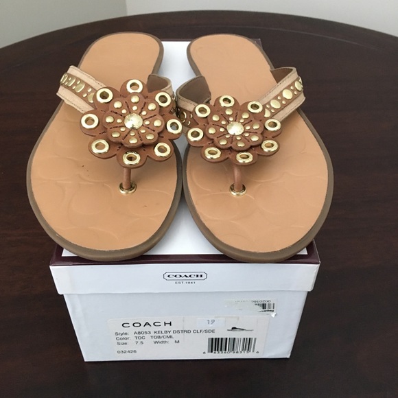 Coach Kelby Leather Sandals - Picture 1 of 3